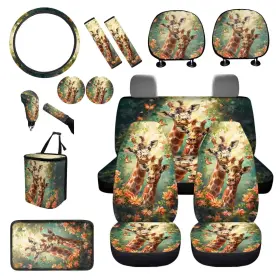 1-jm24f9 Bigcarjob Cz11 15 Pcs-65 Animal Giraffe Car Seat Cover Set For Front And Rear Pcs Funny C