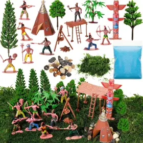 Ua-canlierr-629 Canlierr 28 Pcs Native American Indians Figures Toys Set Action Figure Diorama Cowboy