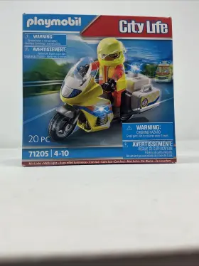 71205 City Life Playmobil Rescue - Emergency Motorcycle With Flashing Lights Se