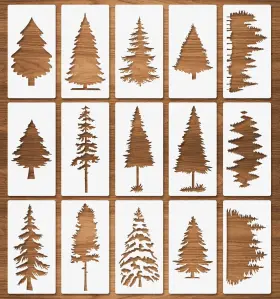Comb236x15 Codohi 15 Pcs Trees Stencils Pine Fir Cypress Cedar 3 Inch X6 Christmas Forest S