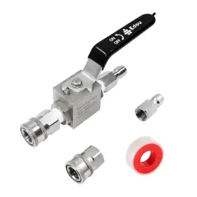Edou 727196565648 Direct Ball Valve For High Pressure Washer Hose Kit 3/8 Inch Male Plug X 3