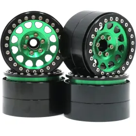 Hs700648-4 Hobbysoul 4pcs Rc Aluminium Alloy 2.2 Beadlock Wheels Rims Hex 12mm Green/black Color