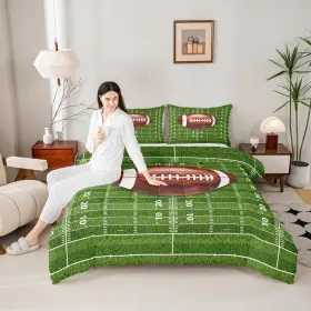 Wws9986gyy-bz Homewish Ust American Football Comforter Set Twin Field Abstract Bedding 2pcs