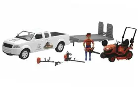 Kubota 093577332636 1/18 Pickup Truck And Trailer W Mower Figure Accessories By New Ray