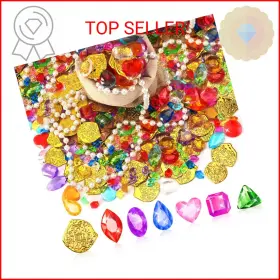 Marforever 389-6740 Pool Toys Pirate Treasure Gems And Gold Coins 246 Pcs Fake Pla