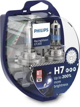 577928 Philips Racingvision Gt200 H7 Headlight Bulb 200% Set Twin Box
