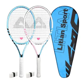 Pikasen 752815549877 27 Inch Tennis Rackets For Adult Recreational 2 Players Set Wi