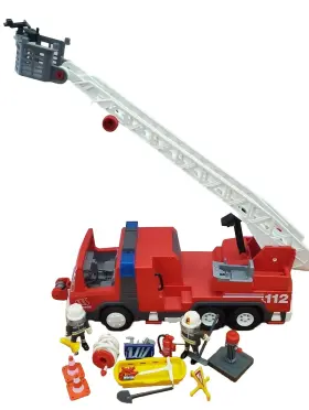 Playmobil 008789031822 Rescue Ladder Fire Truck Lot With Working Lights 3182