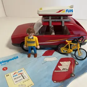 3237 Playmobil 008789032362 Camping Fun Car Red Convertible Bike Vtg Almost Complete Camp Euc
