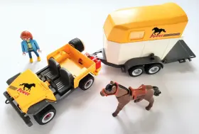 Playmobil 008789032492 Vintage 2001 #3249 Farm Horse Transporter Jeep Retired Near Complete