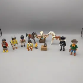 Playmobil 008789034236 Vintage Western Sheriff S Lot Indians Horses Totem Pole Fire