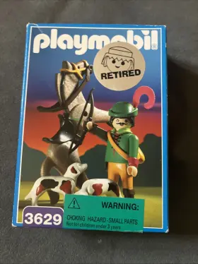 Playmobil 008789036292 3629 Mounted Hunter W Dogs Horse - Vintage 1993 New Sealed Knights Oop
