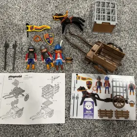 Playmobil 008789036742 3674 Knights With Prison Wagon Castle Black Horse Complete Sword Knife