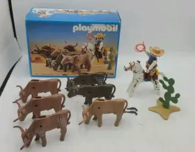 Playmobil 008789037497 3749 Longhorn Trail Western Bulls Figure Lasso Cactus Rifle Gun