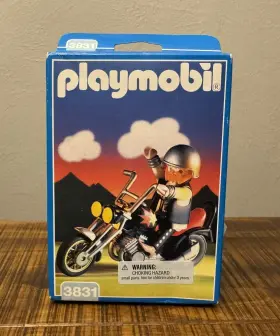 Playmobil 008789038319 3831 Biker Harley Chopper Motorcycle Set Figure The Boss Heavy Metal