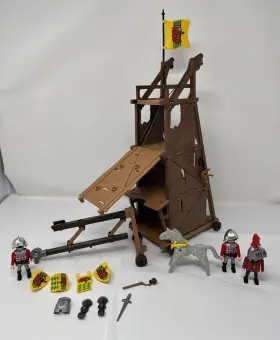 Playmobil 008789038876 3887 Siege Tower With Ram S Head Knights Horse Helmets Weapons Look