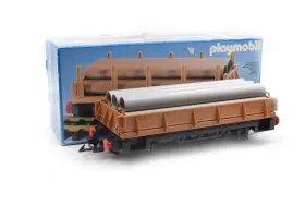 Playmobil 008789041050 Vintage 4105 Flatbed Pipe Car Train 1985 7 Pipes With Box