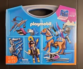 Playmobil 008789041777 Nib 4177 Castle Knight With Horse And Weapons 52 Pc Carrying Case Set 2007