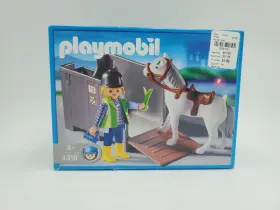 Playmobil 008789043160 New 4316 Horse And Jockey Rider Transport Trailer