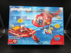 Playmobil 008789044280 4428 Search And Rescue Team Helicopter Boat 78 Pcs