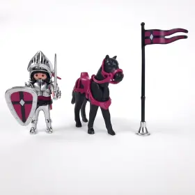 Playmobil 008789044341 Silver Knight 4434 Black Horse Medieval 100% Complete 2004 Retired