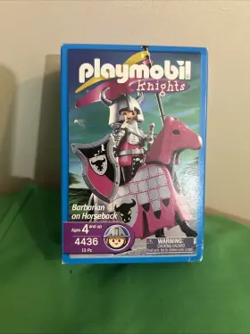 Playmobil 008789044365 2004 4436 Barbarian Knight W Horse Sword Shield And Flag Nisb