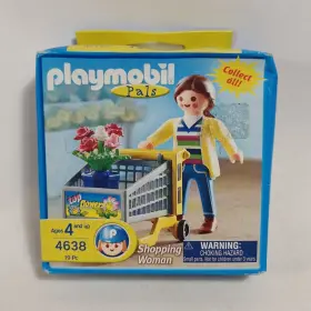 Playmobil 008789046383 2004 Pals Shopping Woman With Cart Trolley 4638 Action Figure Toy Set