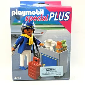 Playmobil 008789047618 Special Plus 4761 Airport Flight Attendant With Service Cart New Read