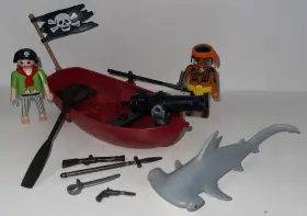 Playmobil 008789051370 5137 Treasure Island Pirates Hammerhead Shark Row Boat Near Complete