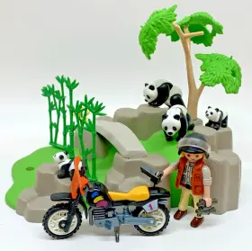 Playmobil 008789054142 5414 Pandas With Researcher In Bamboo Forest - Almost Complete