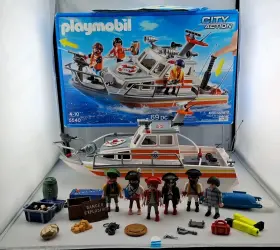Playmobil 008789055408 5540 Harbour Rescue Boat Incomplete And Pirates Figures Accessories