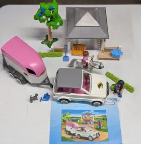 Playmobil 008789056672 Rare Htf Country Stable With Horse Trailer 5667 Mostly Complete Nice
