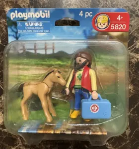 Playmobil 008789058201 Vet Veterinarian Horse Pony Colt Foal 5820 Toy Set Duo Play Pack New