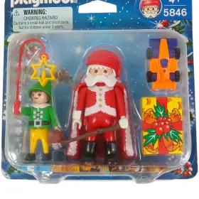 Playmobil 008789058461 2008 Christmas Santa Claus And Elf #5846 Toy Figures