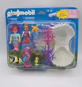 Playmobil 008789058843 2009 5884 Mermaid Queen Princess Seahorse Fish Coral Shell 16 Piece