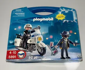 Playmobil 008789058911 5891 - 32 Pcs Police And Robber Set With Carrying Case Sealed