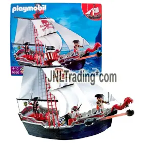 Playmobil 008789059505 Year 2010 5950 Pirates Skull Bones Pirate Ship 76 Pcs