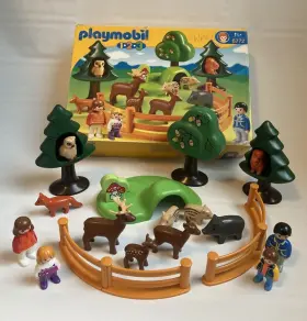 Playmobil 008789067722 123 Forest Animal Park Set 6772 Complete Owl Trees Deer Family Fox