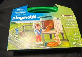Playmobil 008789091048 Country 9104 Bunny Barn Carrying Case Figure Cage Rabbits New Sealed