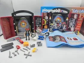 Playmobil 008789091086 9108 Bike Shop Play Box Rare Set 100% Complete Motorcycle Biker Harley