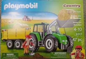 Playmobil 008789093172 Country 9317 Green Farm Tractor With Trailer Hay Bales