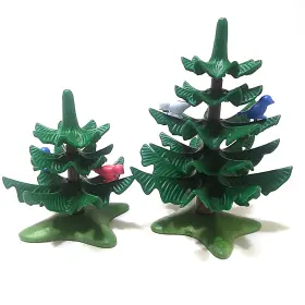 Playmobil 008789710062 Small Pine Trees Birds 3.5 Inch 4 Tall Forest Landscape Greenery B18