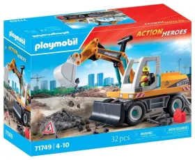 Playmobil 008789717498 71749 Action Heroes Big Excavator 32 Pcs Toy Building Kit