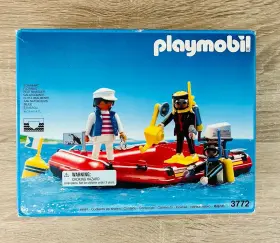 Playmobil 025369037726 Vintage 3772 Motor Boat With Captain And Scuba Diver New Sealed Box