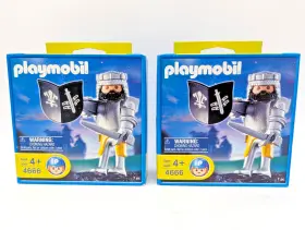 Playmobil 025369046667 Lot Of 2 4666 Knight Black Shield Retired Rare Sealed 2006
