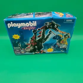 Playmobil 025369057328 Castle Knight Black Red Fire Breathing Dragon Rare - New Box Damage