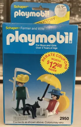 Playmobil 047326029506 Rare Vintage 1983 Figure Set Farmer And Wife With Dog 2950 Nib New