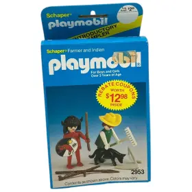 Playmobil 047326029537 Vintage Schaper Farmer And Indian Introductory Sampler 2953 Open Box