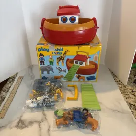09111430 Playmobil 123 Set 6765 Noah S Ark My Take Along Bible With Animals -new Open Box