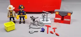 5651 Playmobil 1581 City Action Fire Rescue Carry Case #5651 2 Firemen Figures Incomplete